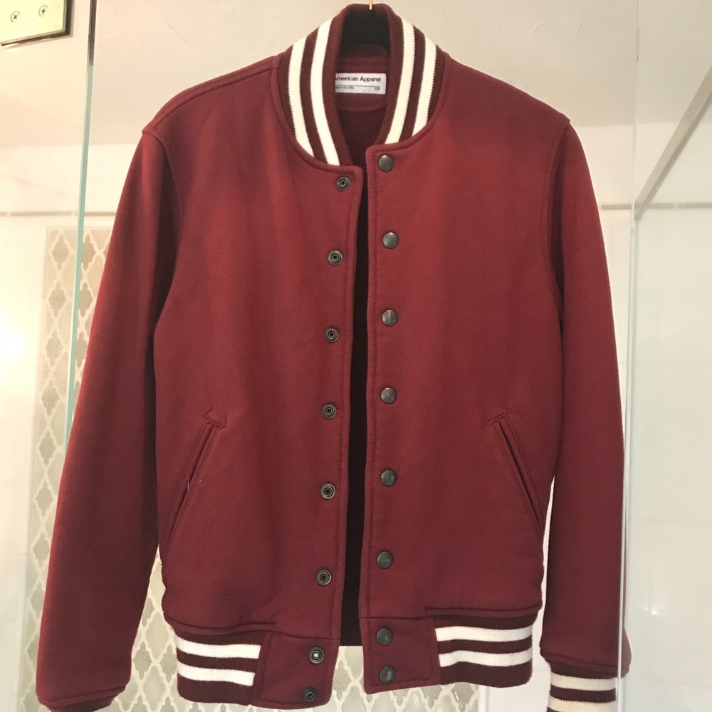 American Apparel Burgundy Varsity Jacket size XXS